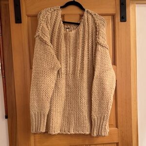 Free People Beige Chunky Knit Sweater